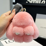 Cute Rex Rabbit Fur Doll Bunny Car Keychain Pendant Mini Bag Plush Dead Ornament Rabbit - V.I.P Digital Presence