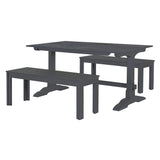 TREXM 3-piece retro cutlery set, rectangular stand table, and 2 wooden stools for 4 people (gray) - V.I.P Digital Presence