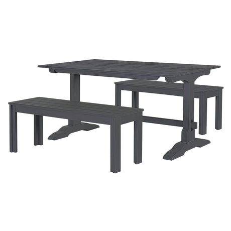 TREXM 3-piece retro cutlery set, rectangular stand table, and 2 wooden stools for 4 people (gray) - V.I.P Digital Presence