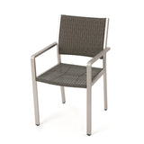 Cape Coral Outdoor Wicker Dining Chairs with Aluminum Frames, 2-Pcs Set, Grey - V.I.P Digital Presence