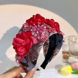 Handmade fabric flower headband and water diamond headband - V.I.P Digital Presence