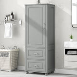 Tall Bathroom Storage Cabinet, Freestanding Storage Cabinet with Two Drawers and Adjustable Shelf, MDF Board , Grey - V.I.P Digital Presence
