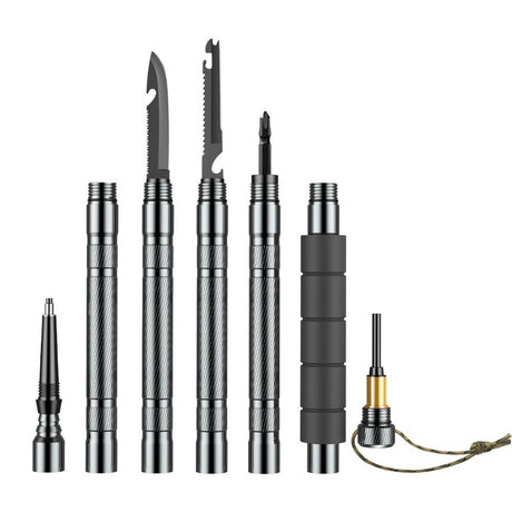 Mountaineering cane folding multifunctional outdoor hiking self-defense stick mountain camping supplies set crutch screwdriver - V.I.P Digital Presence