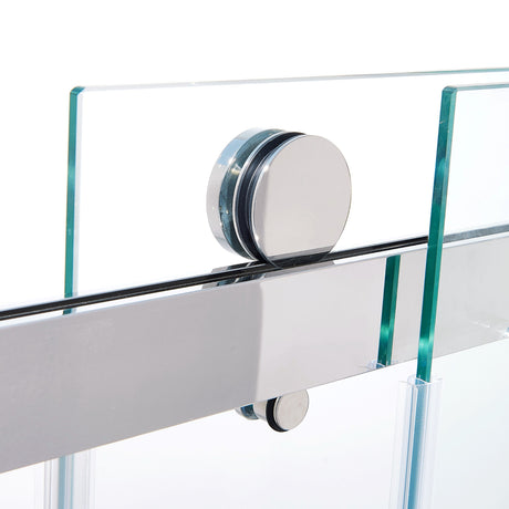 56-60 "wide x 75" high frameless double sliding shower door, 304 stainless steel chrome plated, 8mm thick SGCC tempered transpar - V.I.P Digital Presence