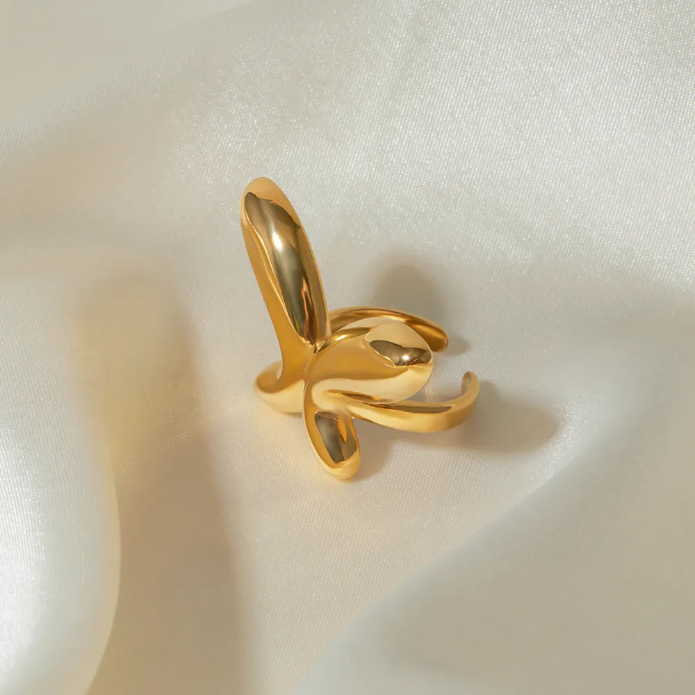 18K Gold-Plated Stainless Steel Butterfly Ring - V.I.P Digital Presence