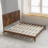 Mid-Century Modern Platform Bed Wood Slat Support with No Box Spring Needed,King Walnut - V.I.P Digital Presence