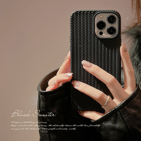 Simple and advanced 13 suitable for iPhone 14 iPhone case 14 Pro Max weaving 15 Knitted pattern X Solid color 11 - V.I.P Digital Presence