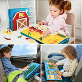 Juguetes Montessori para niños pequeños, tablero interactivo con escena de animales de granja, actividad de narración de cuentos, libro tranquilo, actividad de fieltro, juguete sensorial educativo 