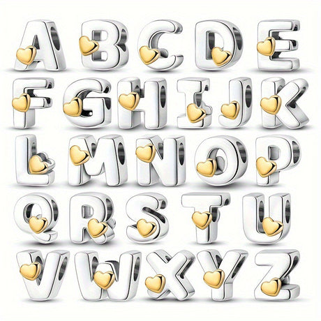 Copper Plated Silver English Letter Pendant Bead Bracelet Necklace Diy - V.I.P Digital Presence