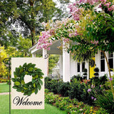 Spring Summer Welcome Wreath Garden Flag Magnolia Leaves Small Yard Flag Vertical Double Sided Burlap Farmhouse Seasonal - V.I.P Digital Presence