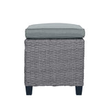 TOPMAX 6-piece outdoor rattan wicker set chair, stool, and table (gray rattan+gray mat)