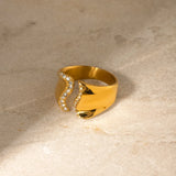 Stainless Steel Inlaid Rhinestone Bypass Ring - V.I.P Digital Presence