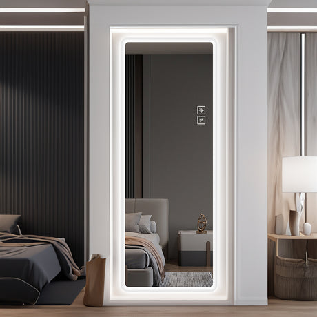 Full Length Mirror Lighted Vanity Body Mirror LED Mirror Wall-Mounted Mirror Big Size Rounded Corners, Bedroom,Living Room - V.I.P Digital Presence