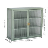 Retro Style Haze Double Glass Door Wall Cabinet With Detachable Shelves for Office Dining Room Living Room Kitchen