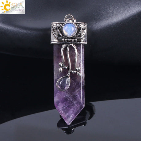 CSJA Vintage Large Natural Stone Sword-Shaped Pendant Jewelry Striped Crystal Agate Tiger Eye Jewelry Pendant Without Chain - V.I.P Digital Presence
