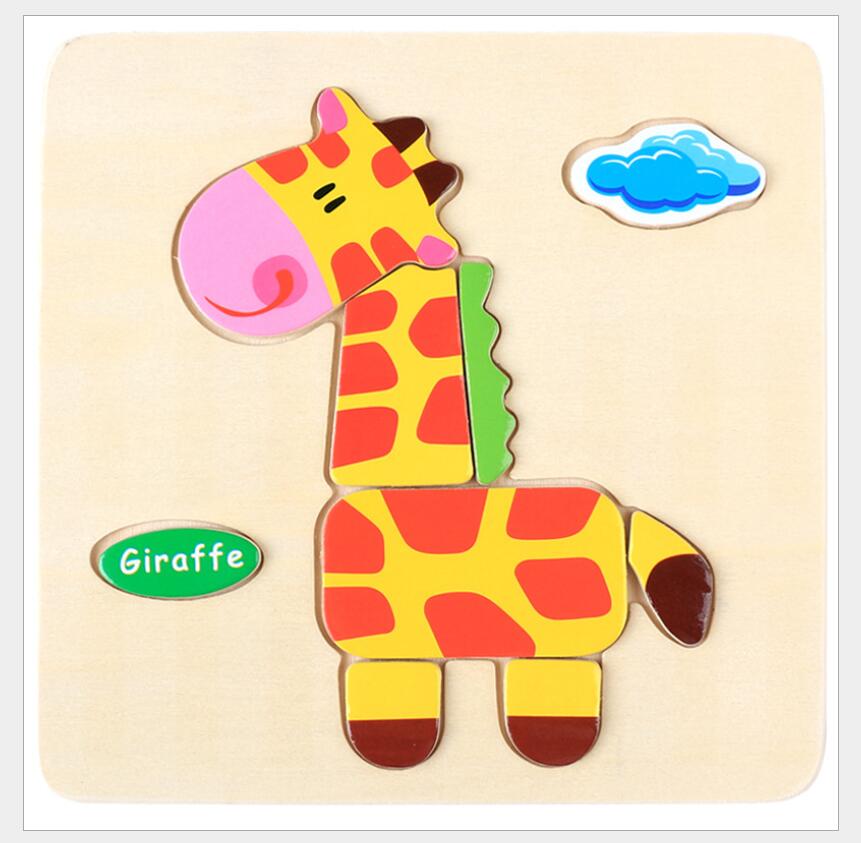 Rompecabezas 3D de madera para niños, juguete educativo de aprendizaje temprano con dibujos de animales, vehículo, rompecabezas de madera, #L505