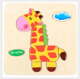 Rompecabezas 3D de madera para niños, juguete educativo de aprendizaje temprano con dibujos de animales, vehículo, rompecabezas de madera, #L505