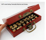 Guerreros de terracota, ajedrez, personajes tridimensionales, regalos, ajedrez antiguo, tamaño pequeño, tablero de ajedrez plegable, ajedrez, regalos portátiles 