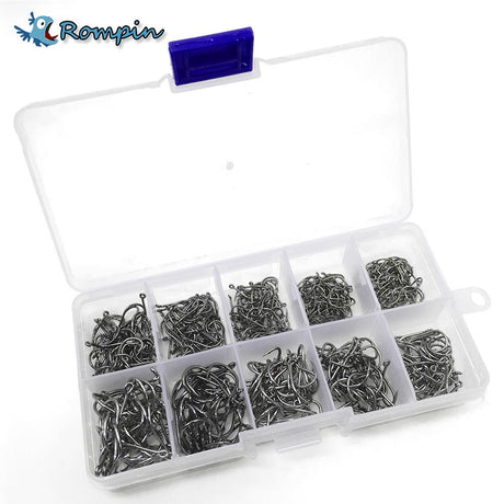 Rompin 500pcs/set mixed size #3~12 high carbon steel carp fishing hooks pack with hole with Retail Original box Jigging Bait - V.I.P Digital Presence
