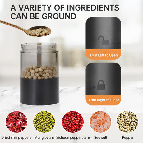 USB Charging Electric Pepper & Sea Salt Grinder with Base and Double Support for Easy Charging and Use - V.I.P Digital Presence