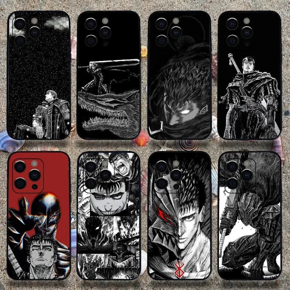 Funda de anime GutsrkiPhone para el nuevo SE 15 en negro