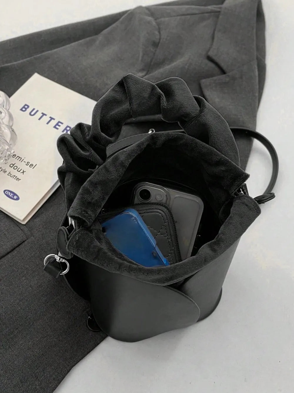 PU Leather Drawstring Bucket Bag - V.I.P Digital Presence