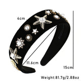 Fashionable velvet pearl black starfish hairband - V.I.P Digital Presence