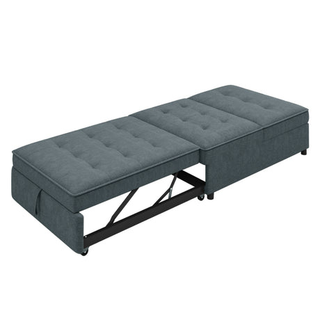 Four in one sofa bed, chair bed, multifunctional folding Ottoman bed with storage bag and USB port, dark blue - V.I.P Digital Presence