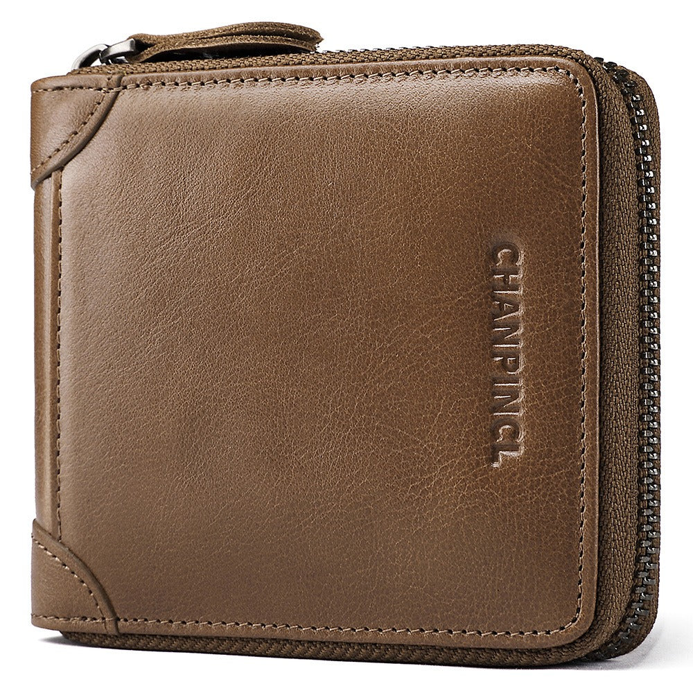 Men's Wallet Leather Zero Purse Zipper Wallet Horizontal Multi-Function Gift Box Wallet - V.I.P Digital Presence