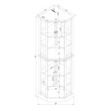 6 shelves corner Curio display cabinet with light mirror and adjustable shelves, walnut wood (excluding E26 light bulbs) - V.I.P Digital Presence