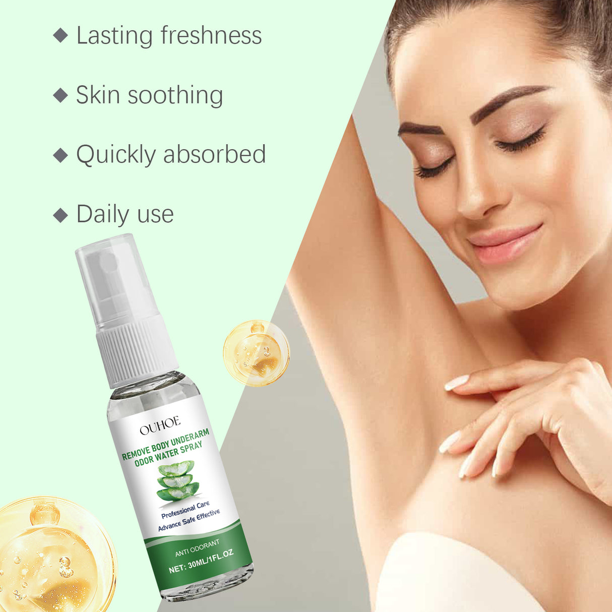 Aloe Vera Underarm Spray Refreshing Spray Hydrates, Leaves Fragrance, Nourishes And Refreshes Underarms