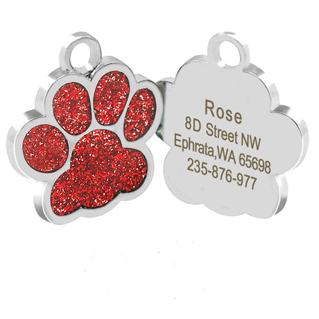 Personalized Dog Tags Engraved Cat Puppy Pet ID Name Collar Tag Pendant Pet Accessories Bone/Paw Glitter - V.I.P Digital Presence