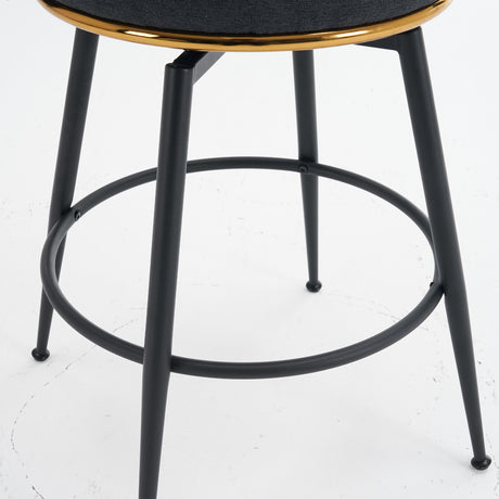 A set of 2 gray rotating bar stools - high backrest, adjustable, with elegant metal backrest decoration - V.I.P Digital Presence