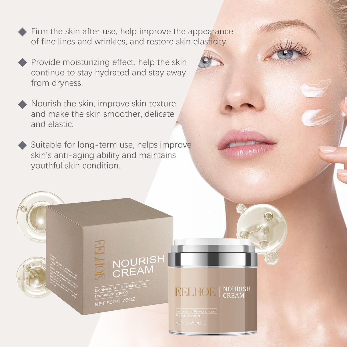 Facial Nourishing Cream Moisturizes And Hydrates Skin For A Long Time