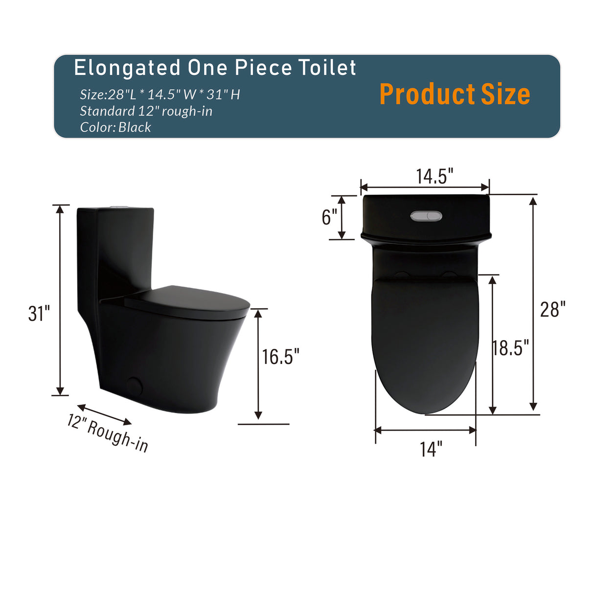 Matte Black Elongated One Piece Toilet Dual Flush 1.1/1.6 GPF Water Saving Map 1000g,Matte Black - V.I.P Digital Presence