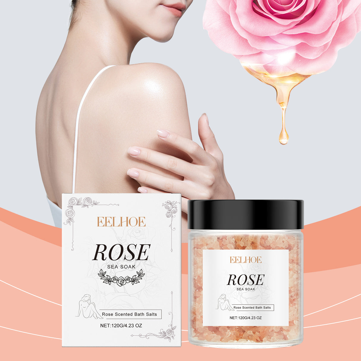 Rose Bath Mineral Salt, Bathe Skin, Clean Surface Scales, Moisturize Skin Care