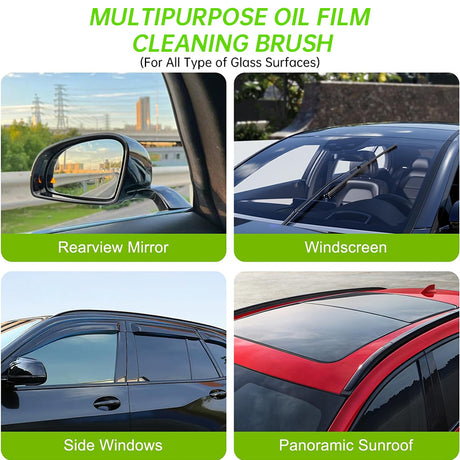 Car Glass Oil Film Remover with Sponge Cleaning Brush, Ideal for Front Inner Windshield Cleaning - V.I.P Digital Presence