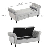 Velvet Multifunctional Storage Rectangular ottoman bench with 1 Pillow, grey - V.I.P Digital Presence