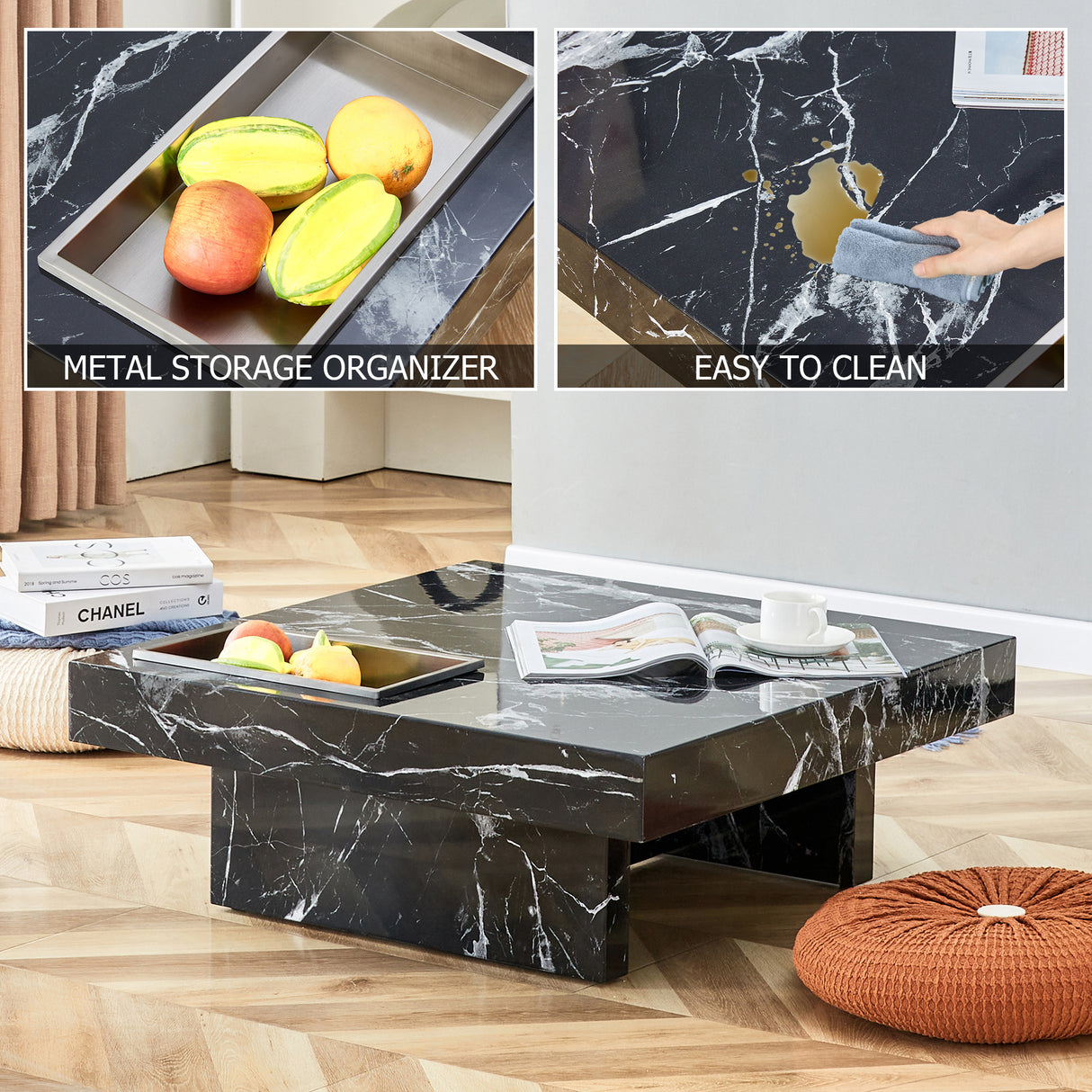 A modern and practical coffee table made of MDF material with black patterns - V.I.P Digital Presence