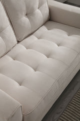 3 Fold Sofa Convertible Futon Couch sleeper sofabed Space saving loveseat Dark Gray & Light Gray & Beige