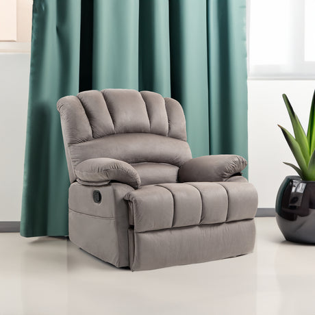 Large Manual Recliner Chair in Fabric for Living Room, Grey - V.I.P Digital Presence