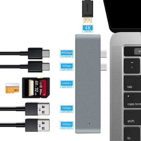 7-in-1 Dual Type-C to HDMI Dock USB 3.0 Hub Converter - V.I.P Digital Presence