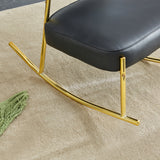 PU material cushioned rocking chair unique rocking chair cushioned seat black backrest rocking chair and gold metal legs