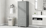 Tall Bathroom Storage Cabinet, Freestanding Storage Cabinet with Two Drawers and Adjustable Shelf, MDF Board , Grey - V.I.P Digital Presence