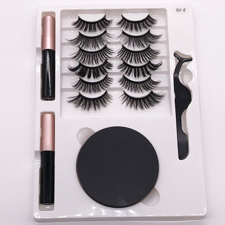 Eight Pairs Of Magnet False Eyelashes With Round Box Mirror Magnetic Iron-Absorbing Stone Eyelashes Magnetic Eyeliner Liquid Eyelashes - V.I.P Digital Presence