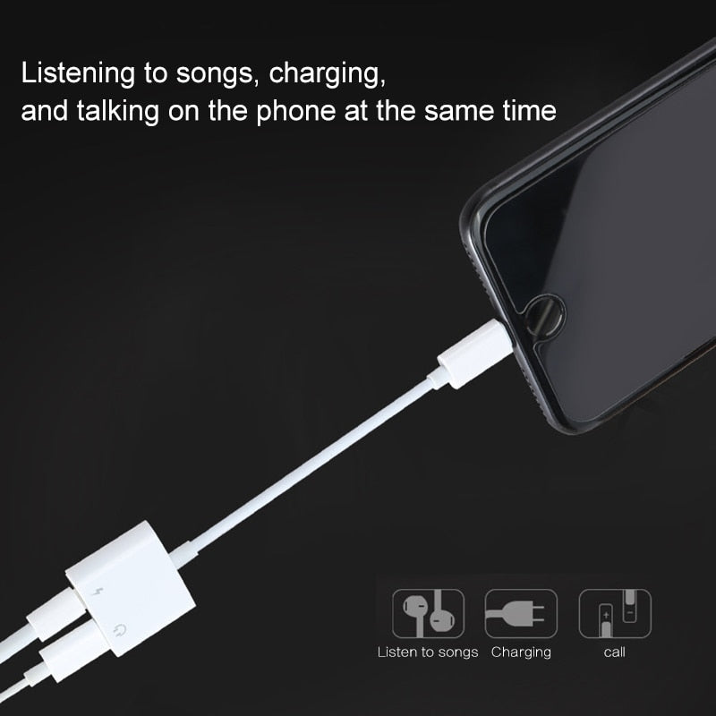 udio Adapter Charger Cable For iPhone X 8 Dual Headphone Aux cable for Lightning Converter For iPhone 10 Charging Splitter - V.I.P Digital Presence