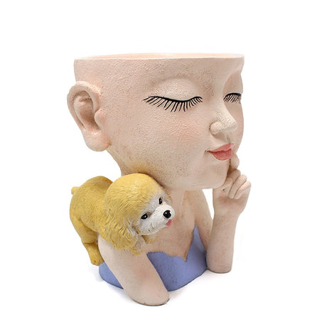 Creative resin succulent potted plant decoration for girl's puppy flower pot - V.I.P Digital Presence