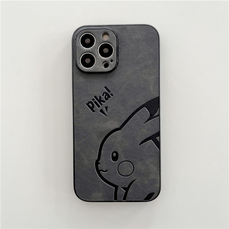 Cute Pikachu Suitable For iPhone13pro Mobile Phone Shell Leather Apple 12mini/Xsmax Pressed Leather 11