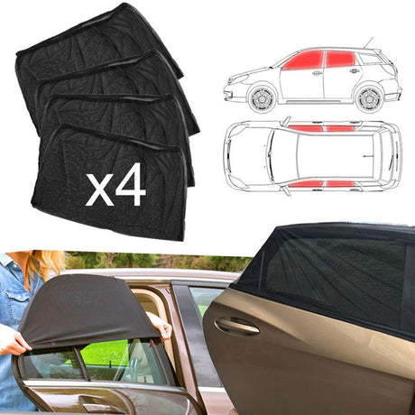 SALE 4pcs Car Front & Rear Side Window Sun Visor Shade Mesh Cover Sunshade  insulation anti-mosquito Fabric Shield UV Protector - V.I.P Digital Presence