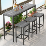 Modern Design Kitchen Dining Table Pub Table Long Dining Table Set with 3 Stools Easy Assembly Gray - V.I.P Digital Presence